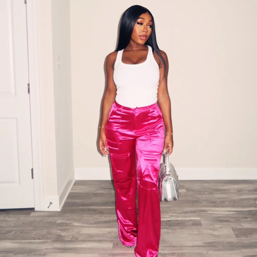 Versona Fuchsia Satin Women's Pants